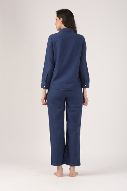 Linen Wide Leg Pants - Midnight Blue