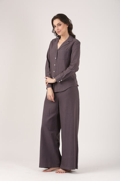 Linen Flare Pant - Charcoal Grey