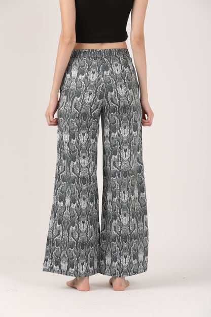 Black & Grey Cotton Flare Pant – Casual Wide Leg Trousers