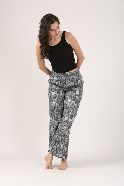 Black & Grey Cotton Flare Pant – Casual Wide Leg Trousers