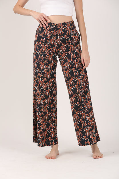 Boho Resort Flare Viscose Pant – Casual Wide Leg Trousers