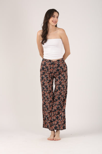 Boho Resort Flare Viscose Pant – Casual Wide Leg Trousers