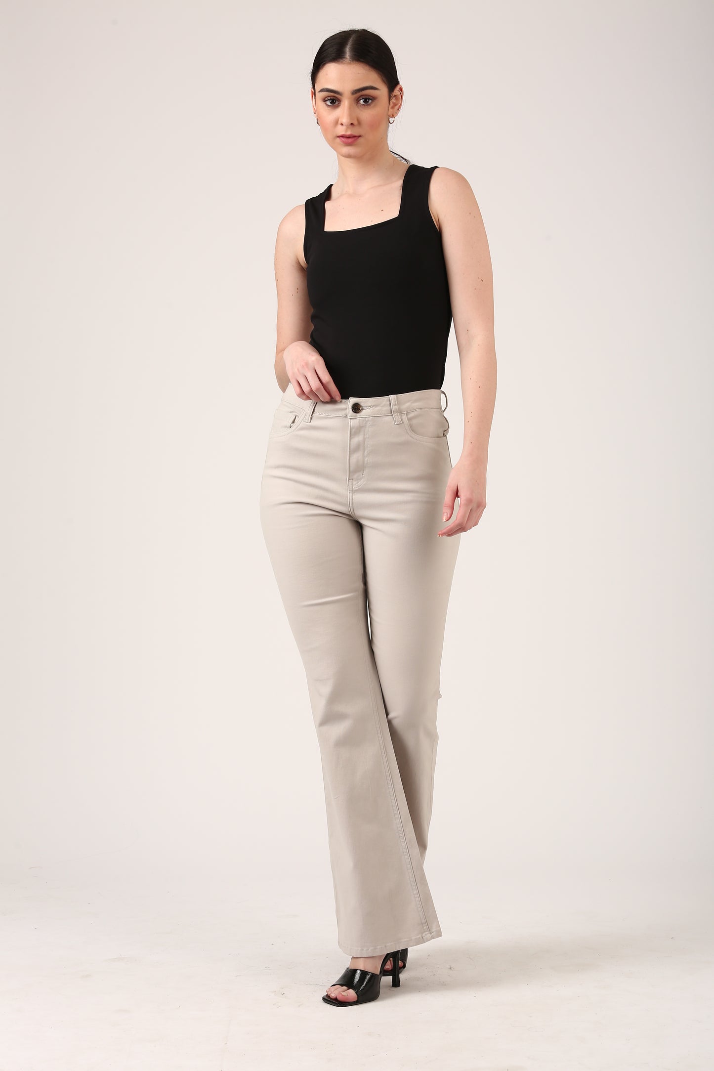 Sand  Dobby Flare Stretch Pant