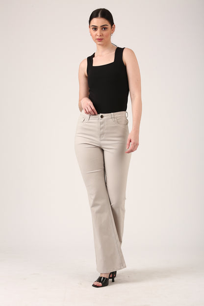 Sand  Dobby Flare Stretch Pant