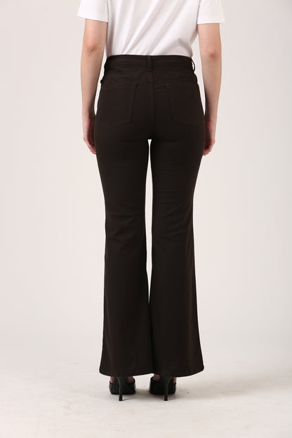 Burnt Charcoal Dobby Flare Stretch Pant