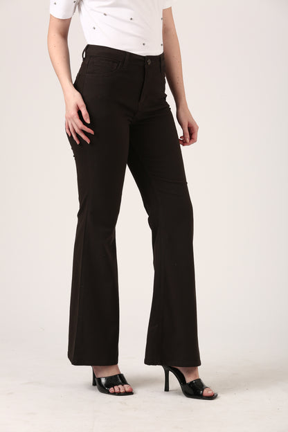 Burnt Charcoal Dobby Flare Stretch Pant