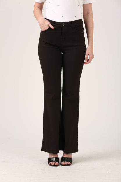 Burnt Charcoal Dobby Flare Stretch Pant