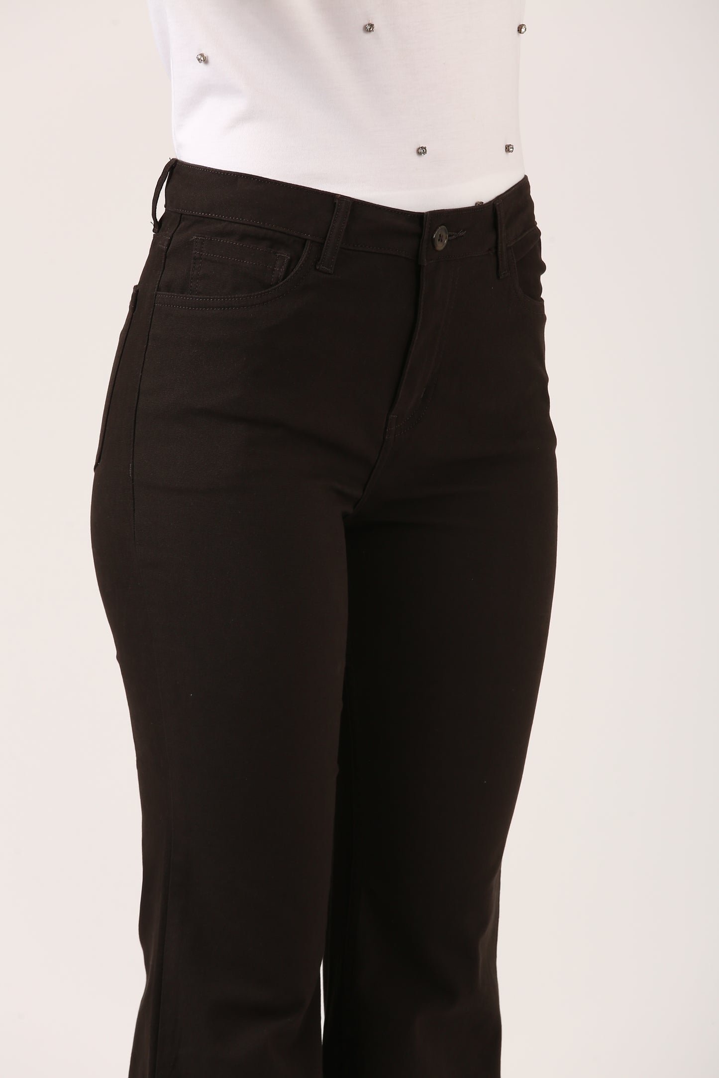 Burnt Charcoal Dobby Flare Stretch Pant