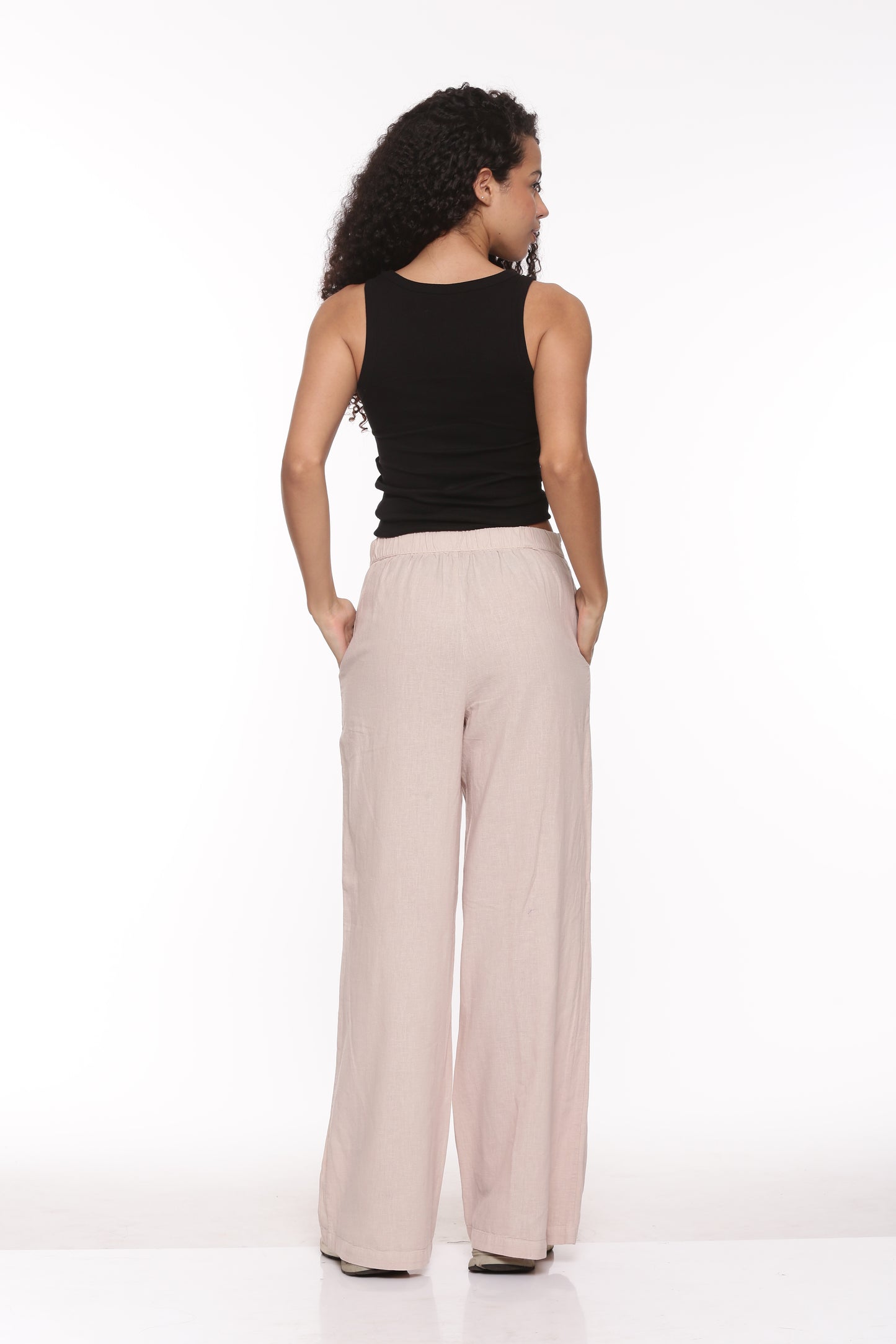 Linen Flare Pant - Dusty Pink