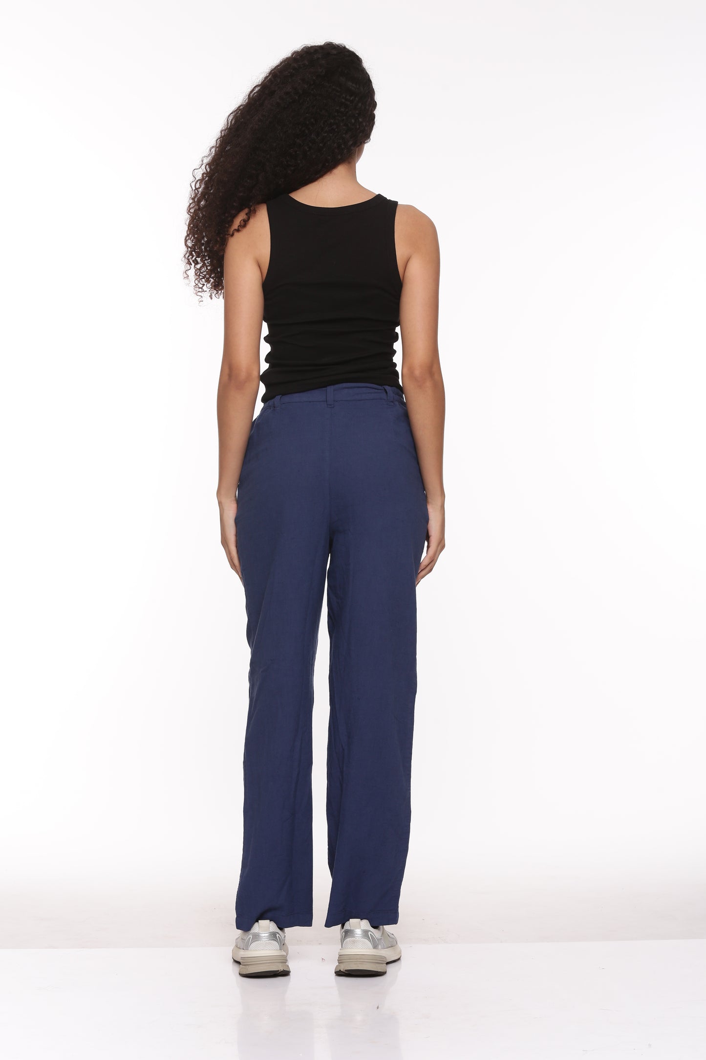 Linen Wide Leg Pants - Midnight Blue