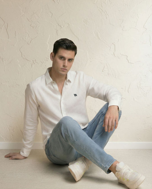White Full Sleeve Soft Linen Men's Shirt