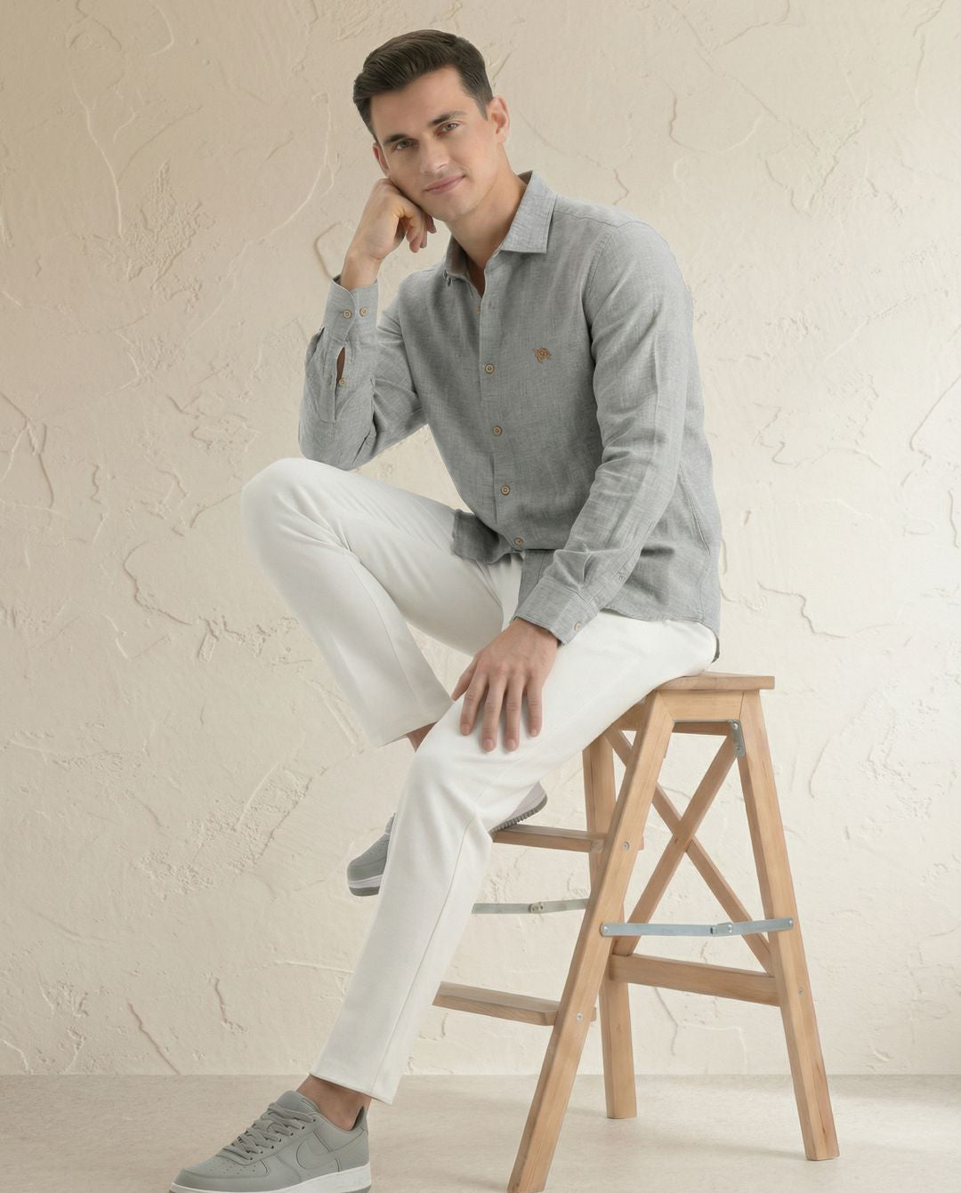 Soft Marl Cotton Grey Full Sleeve Men's Shirt