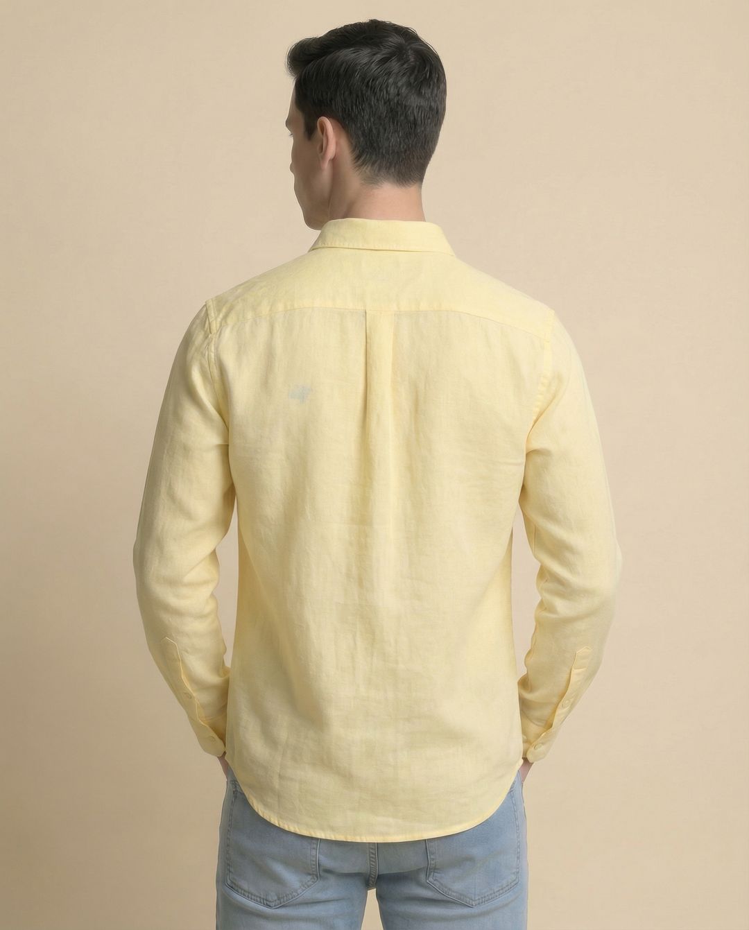 Cream Gold Full Sleeve Soft Linen Men's Shirt