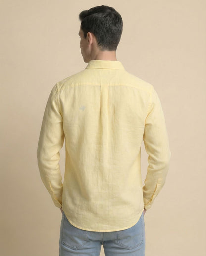 Cream Gold Full Sleeve Soft Linen Men's Shirt