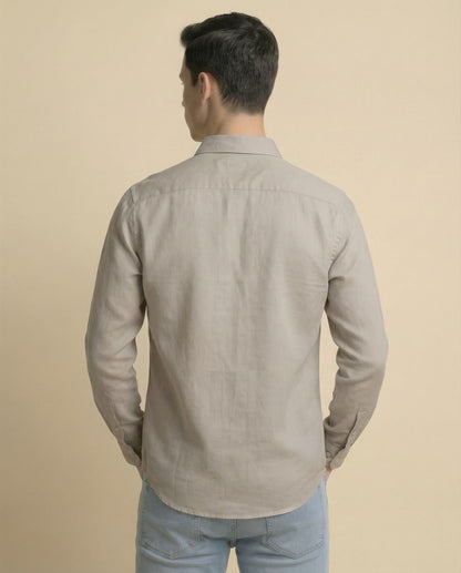 Soft Cotton Beige Full Sleeve Men's Shirt