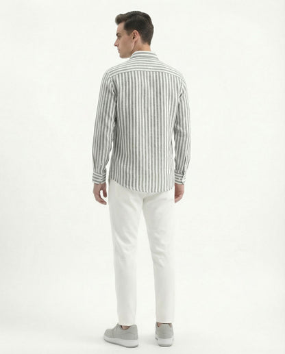 Mint Stripe Full Sleeve Linen Men's Shirt
