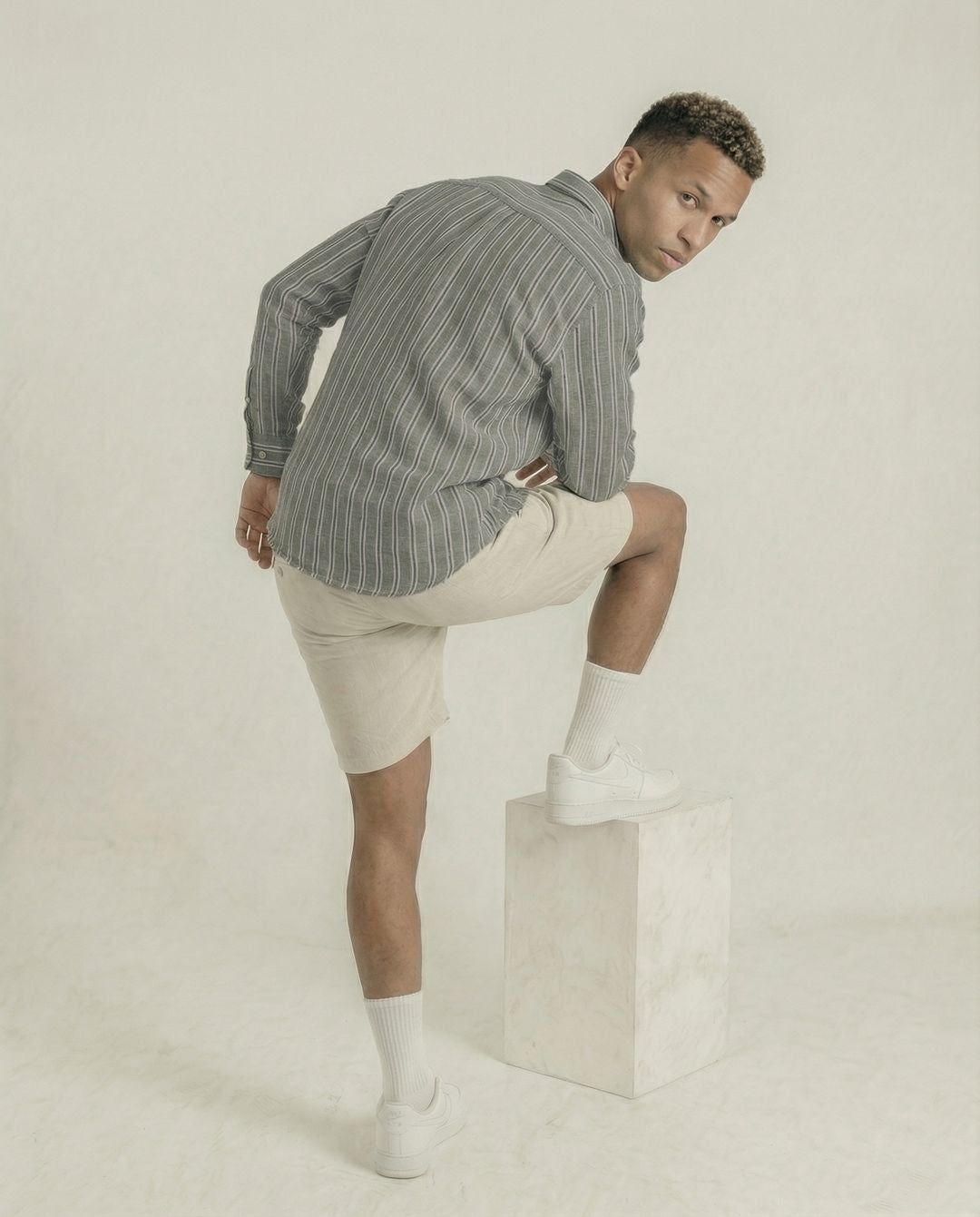 Olive Stripes Full Sleeve Soft Linen Men's Shirt