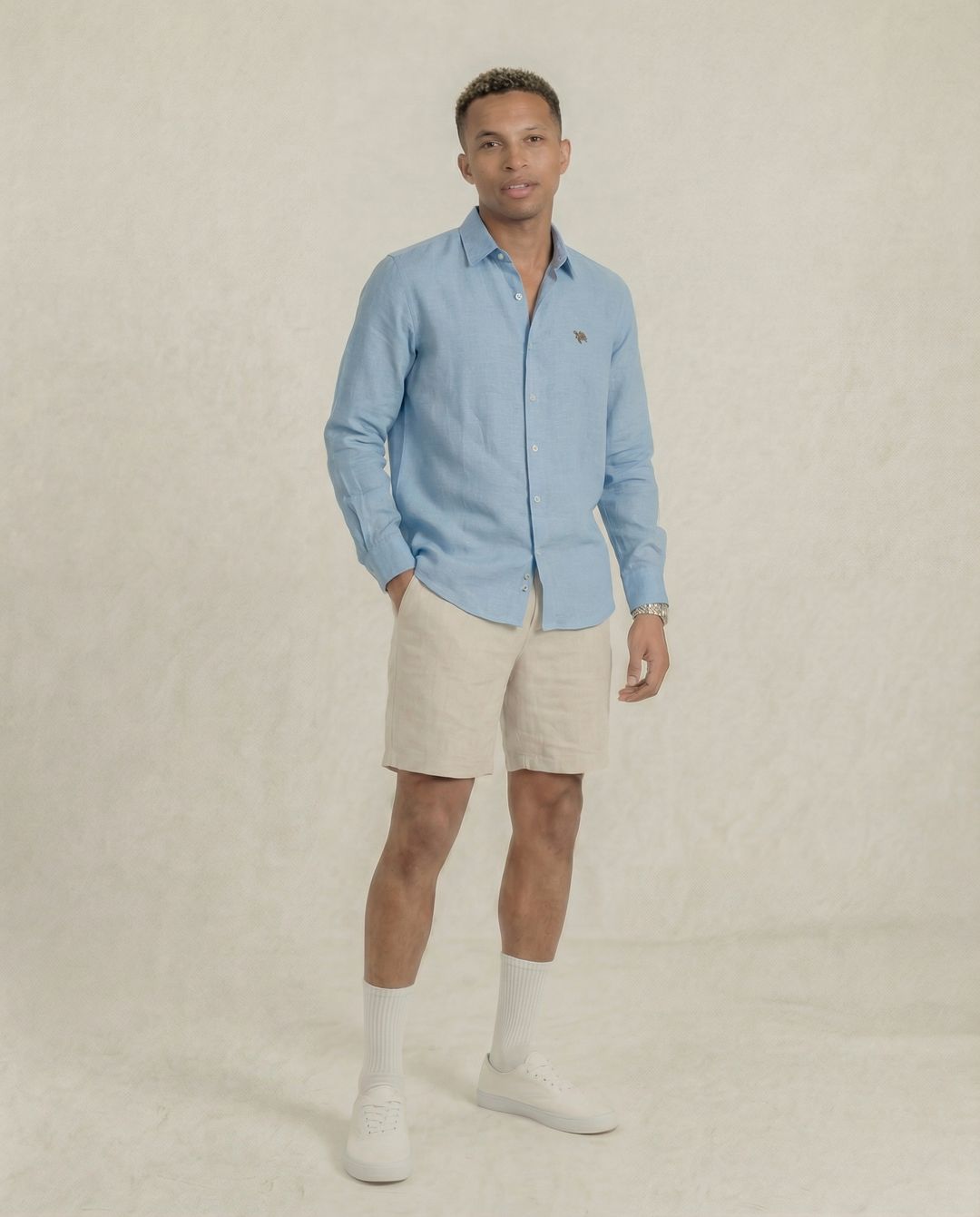 Air Blue Full Sleeve Soft Linen Men's Shirt