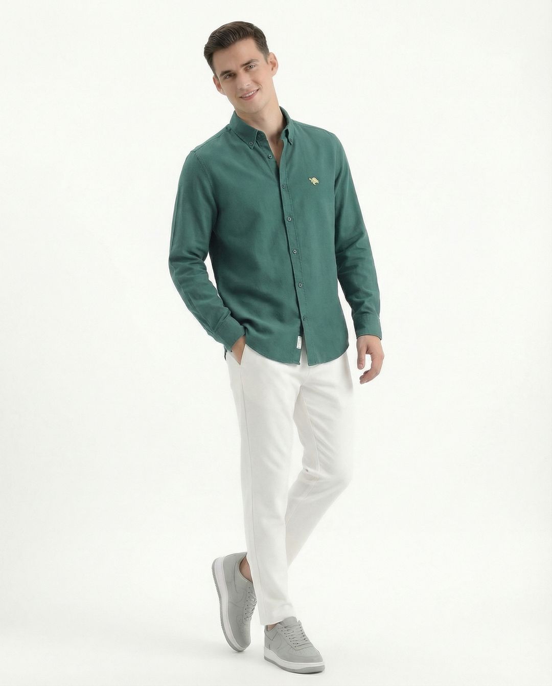 Soft Cotton Green Full Sleeve Men's Shirt