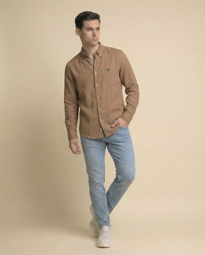 Soft Cotton Tan Full Sleeve Men's Shirt