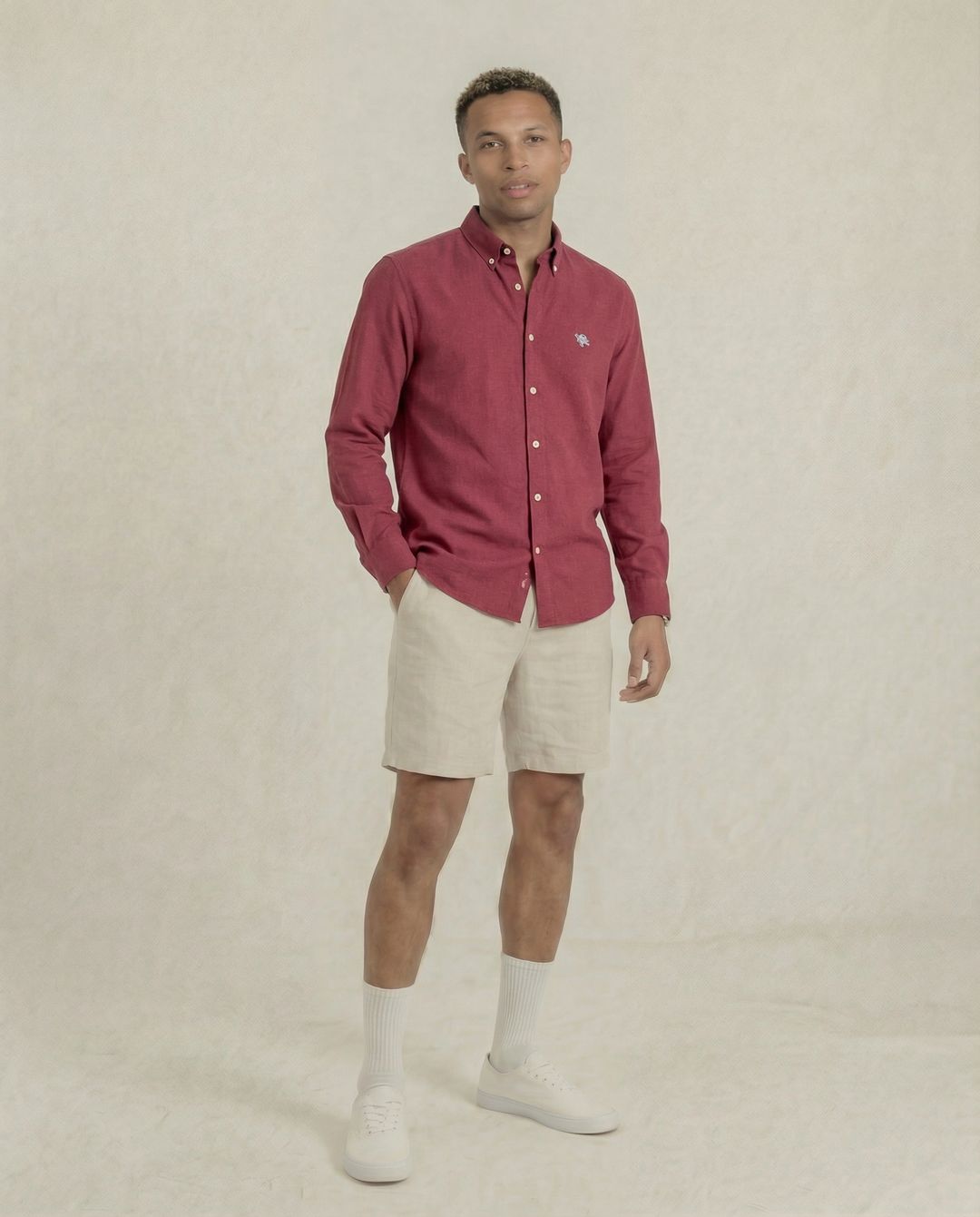 Soft Marl Cotton Oxblood Full Sleeve Men's Shirt