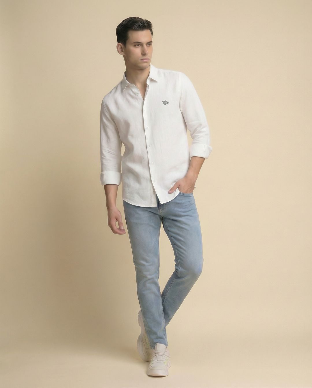 White Full Sleeve Soft Linen Men's Shirt