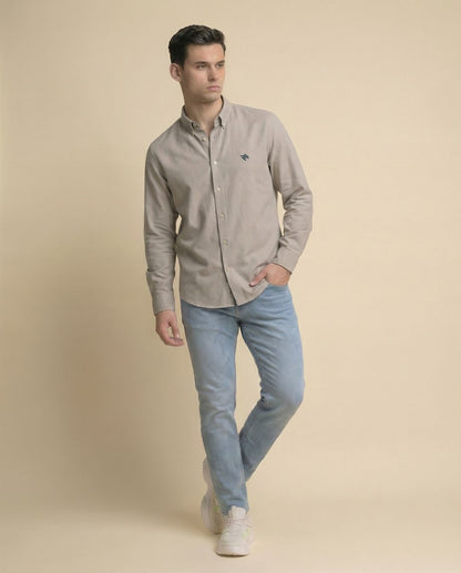 Soft Cotton Beige Full Sleeve Men's Shirt