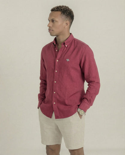 Soft Marl Cotton Oxblood Full Sleeve Men's Shirt