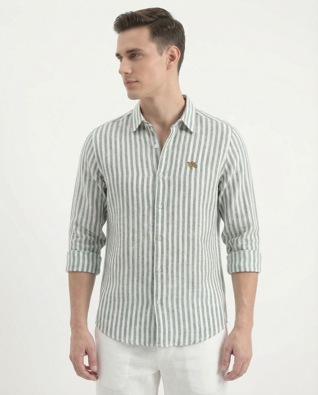 Mint Stripe Full Sleeve Linen Men's Shirt