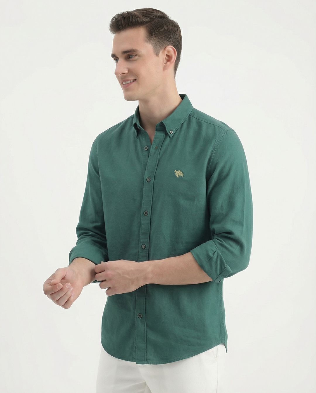 Soft Cotton Green Full Sleeve Men's Shirt