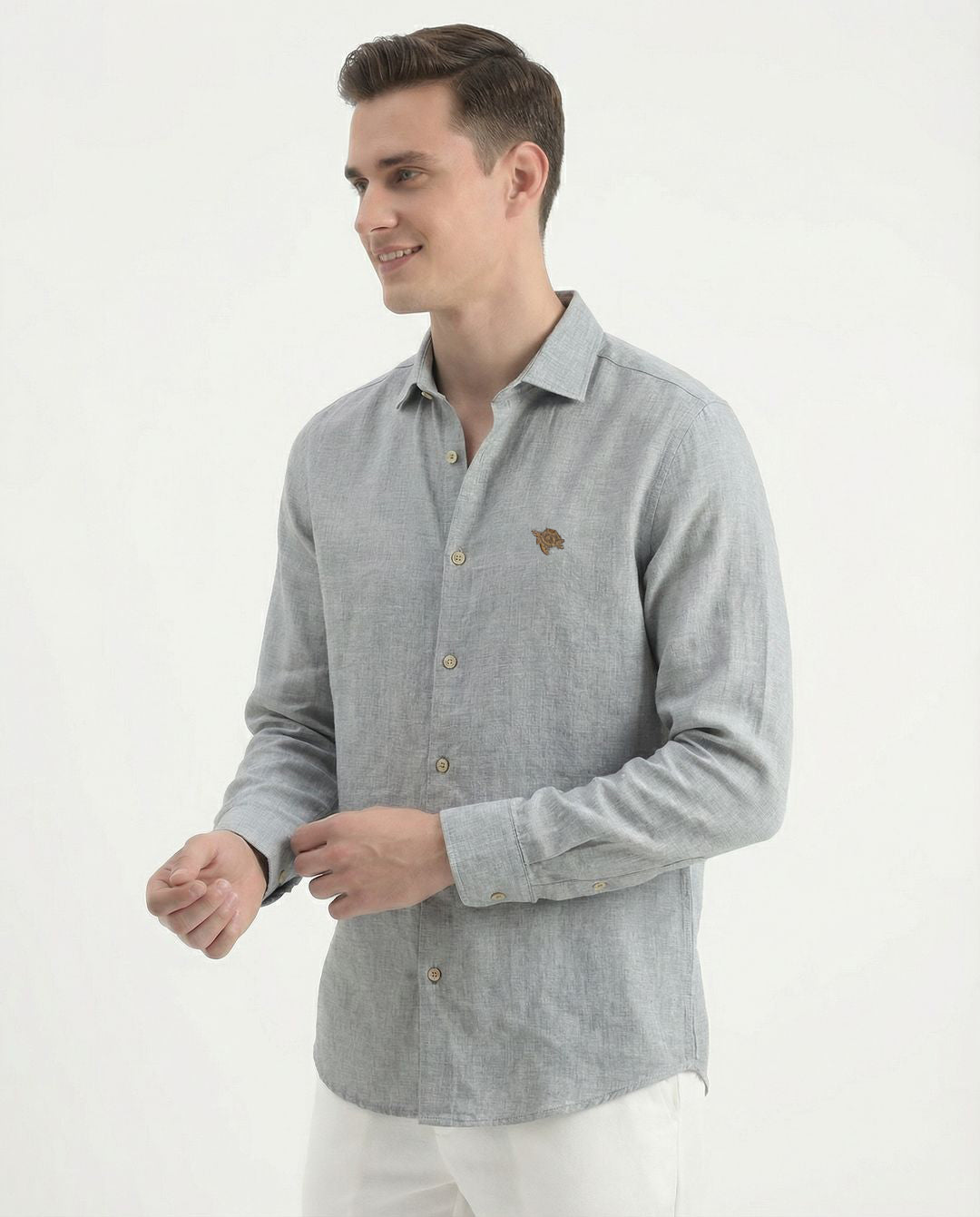 Soft Marl Cotton Grey Full Sleeve Men's Shirt