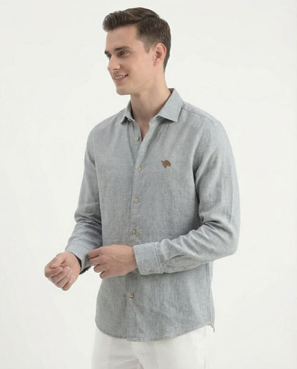 Soft Marl Cotton Grey Full Sleeve Men's Shirt