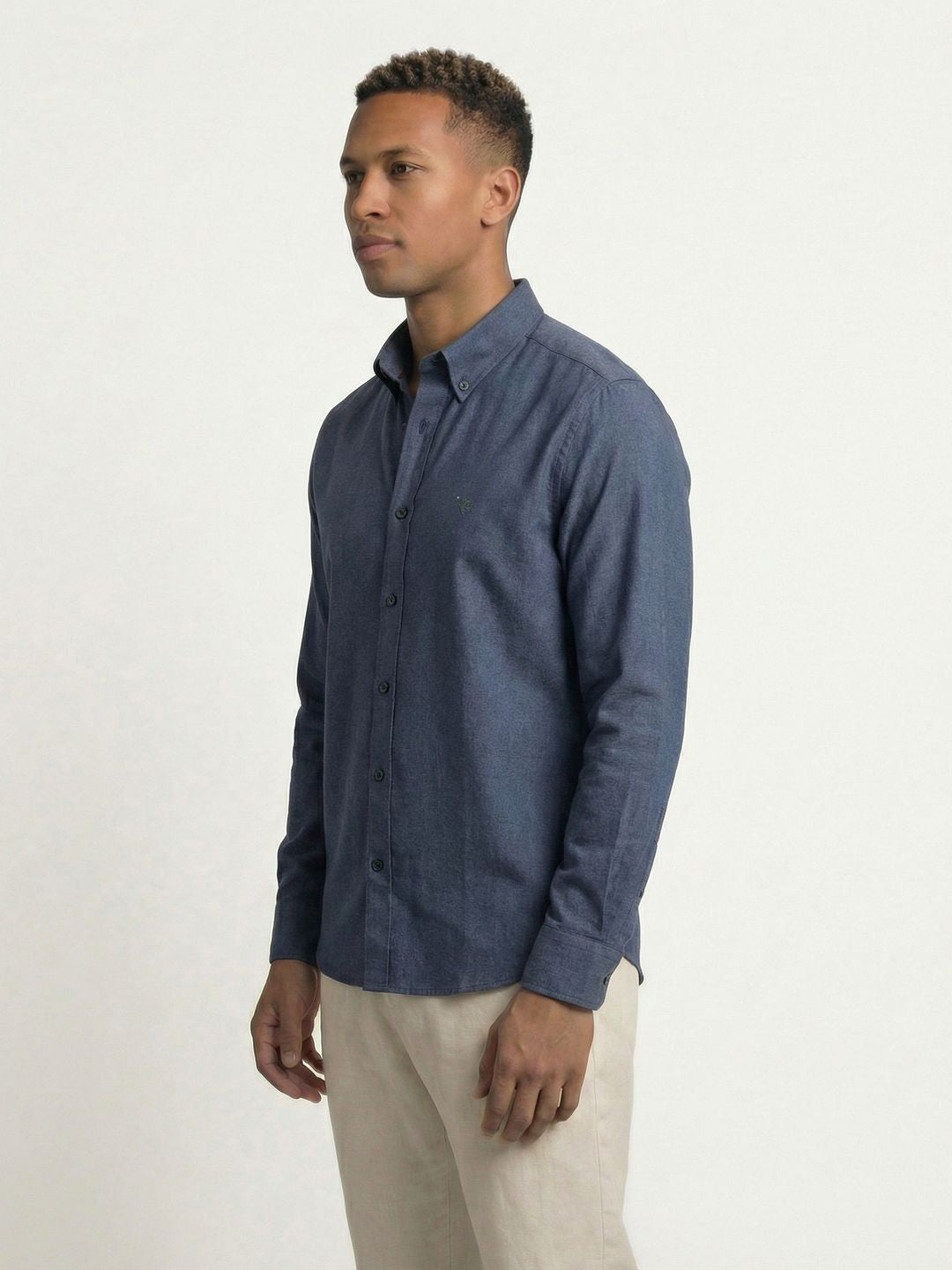 Soft Marl Cotton Navy Full Sleeve Men's Shirt with soft embroideryÊ