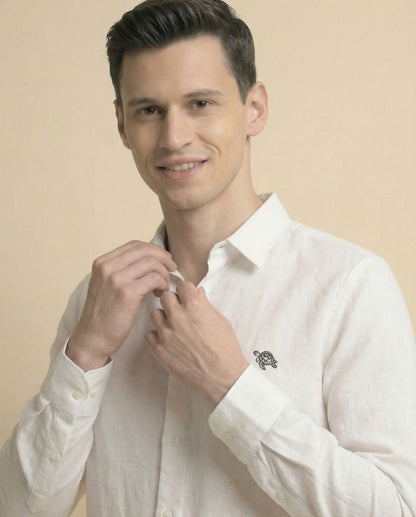 White Full Sleeve Soft Linen Men's Shirt