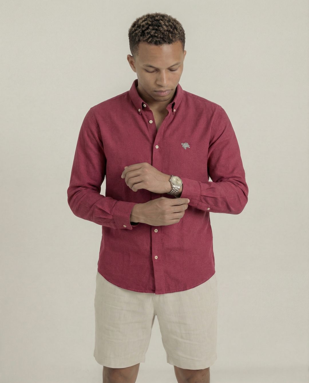 Soft Marl Cotton Oxblood Full Sleeve Men's Shirt