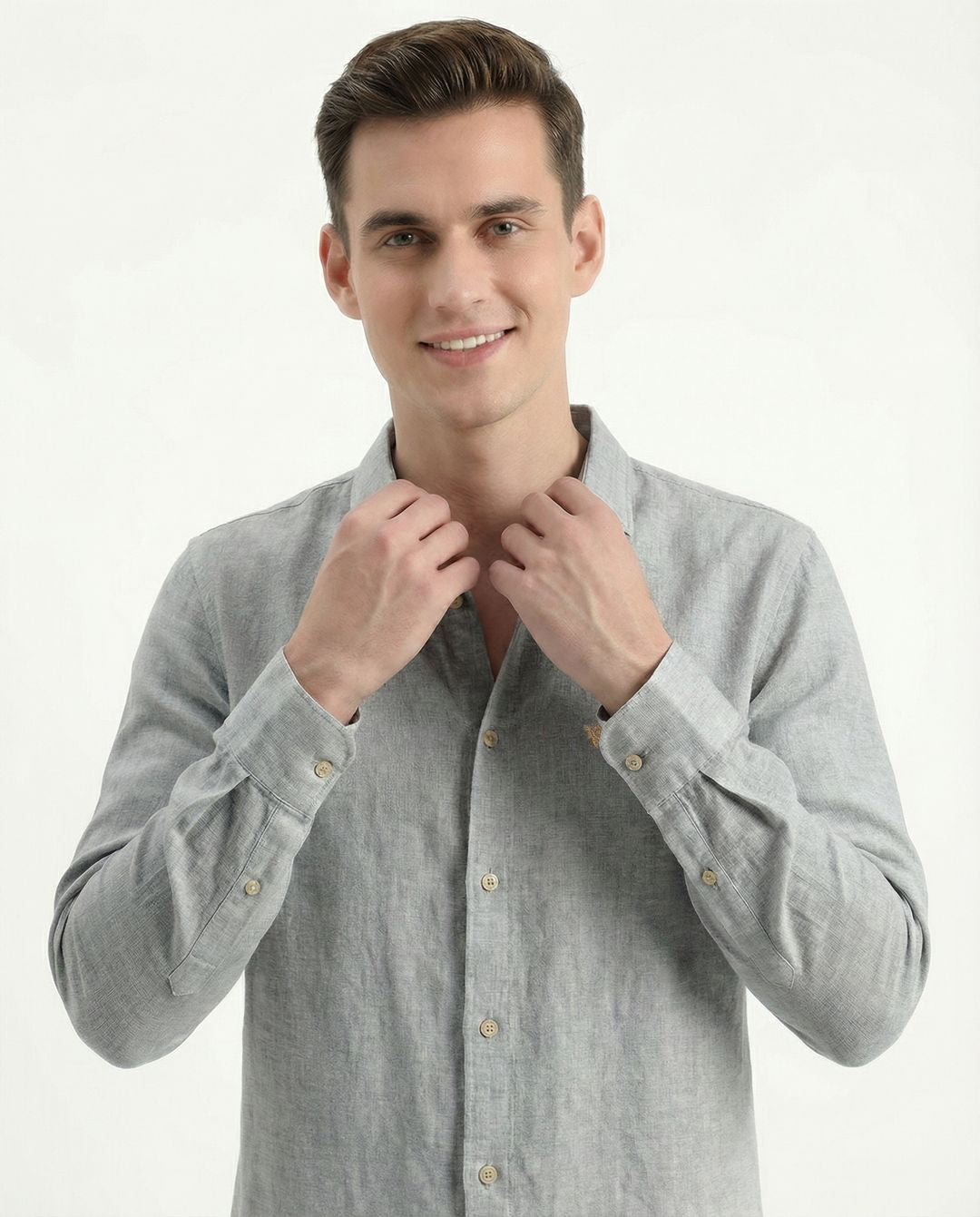 Soft Marl Cotton Grey Full Sleeve Men's Shirt