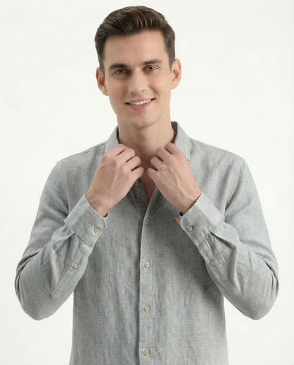 Soft Marl Cotton Grey Full Sleeve Men's Shirt