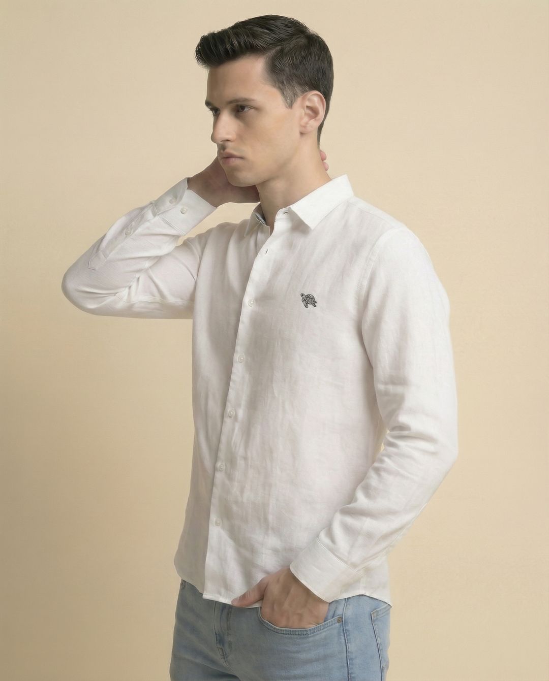 White Full Sleeve Soft Linen Men's Shirt