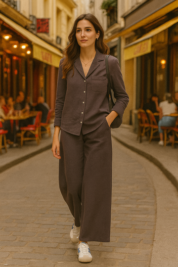 Linen Flare Pant - Charcoal Grey