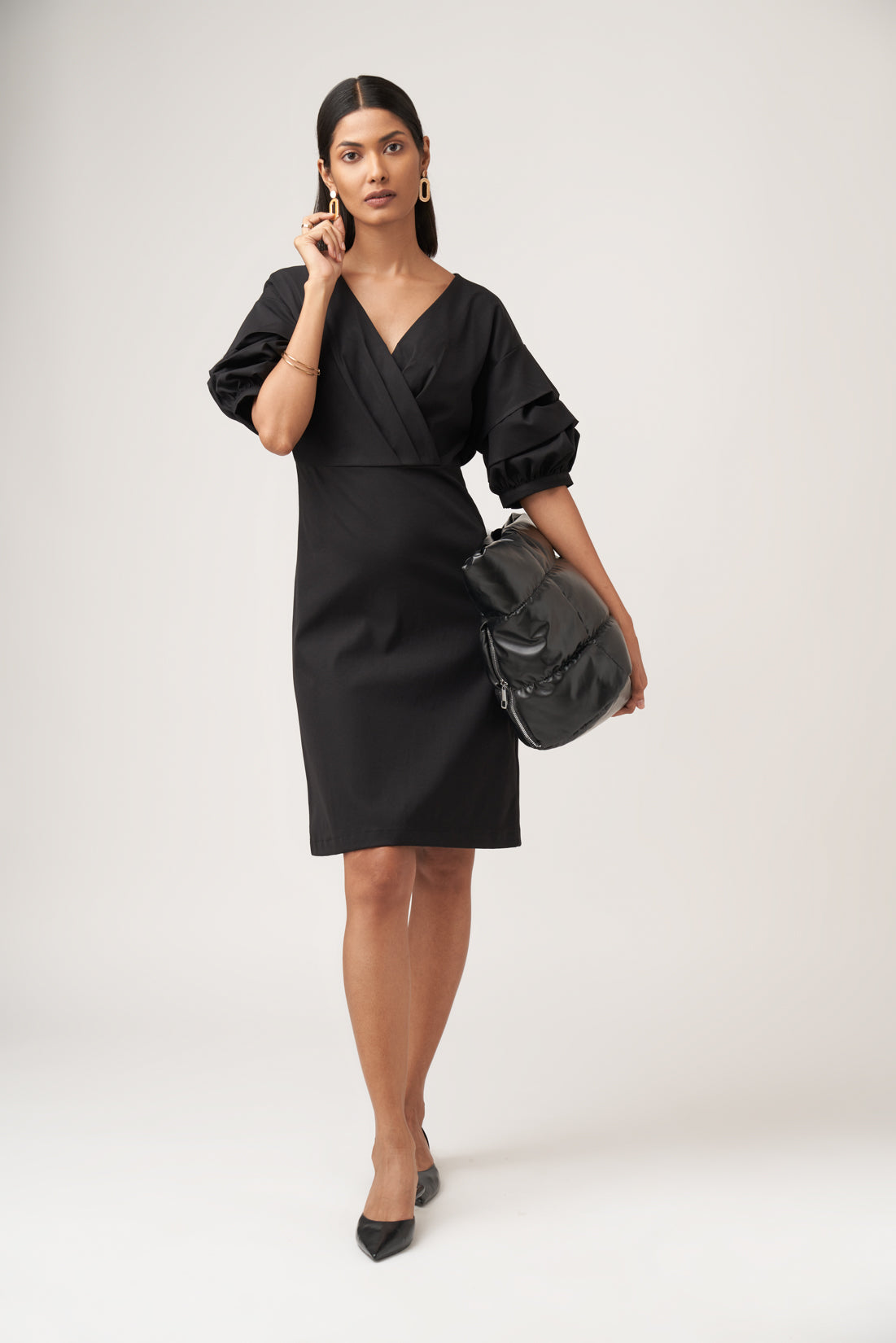 Pleated Column Dress