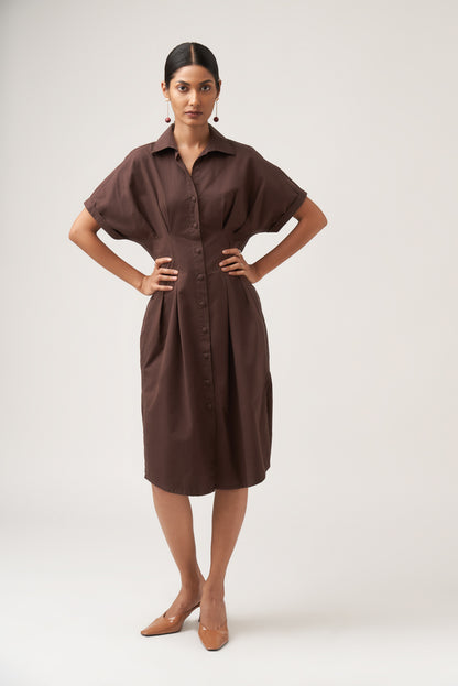 Pleated Brownie Dress