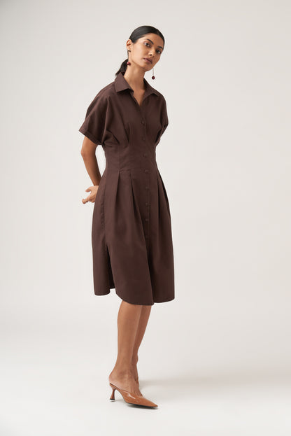 Pleated Brownie Dress