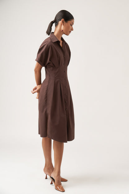 Pleated Brownie Dress