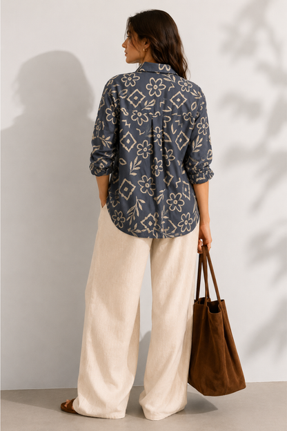 Viscose Printed Oversize Fit Norma Shirt