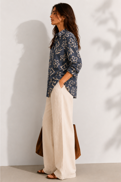 Viscose Printed Oversize Fit Norma Shirt