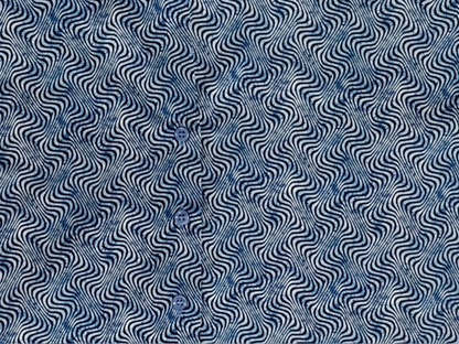 Maya Blue Wave Print Oversized Button-Down Shirt