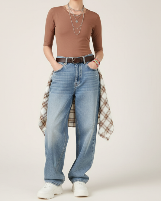 Terracotta Luxe 3/4 Sleeve Top