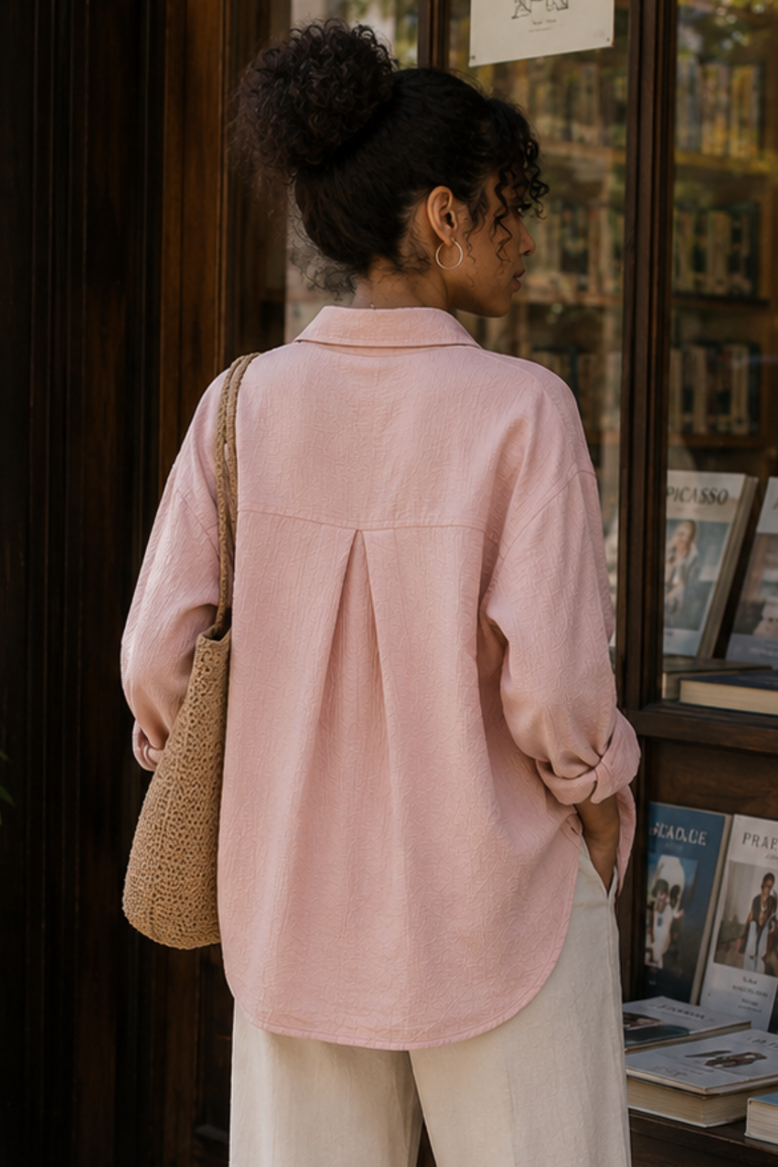 Dusty Pink Cotton double cloth Crinkle Oversized Shirt