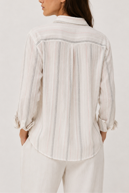 Jolene Amalfi White Striped Button Down Shirt