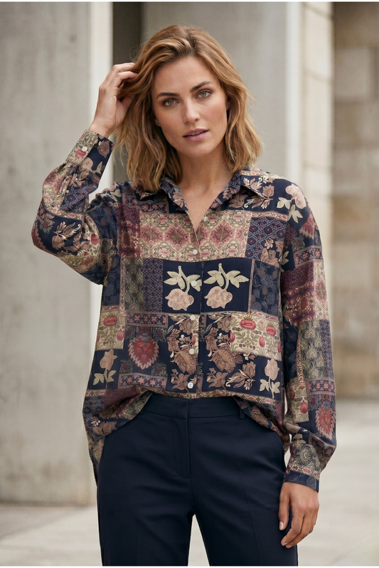Viscose Printed Oversize Brook Baroque Shirt